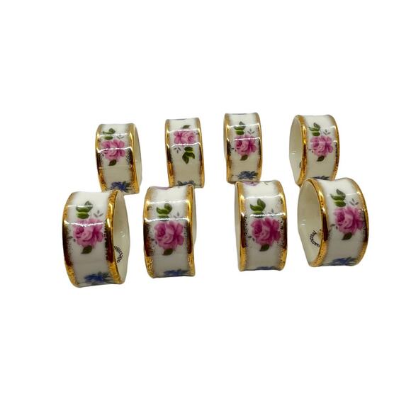 Floral Napkin Rings Ceramic Victorian Vibes Vintage 80s Ornamental Collectibles